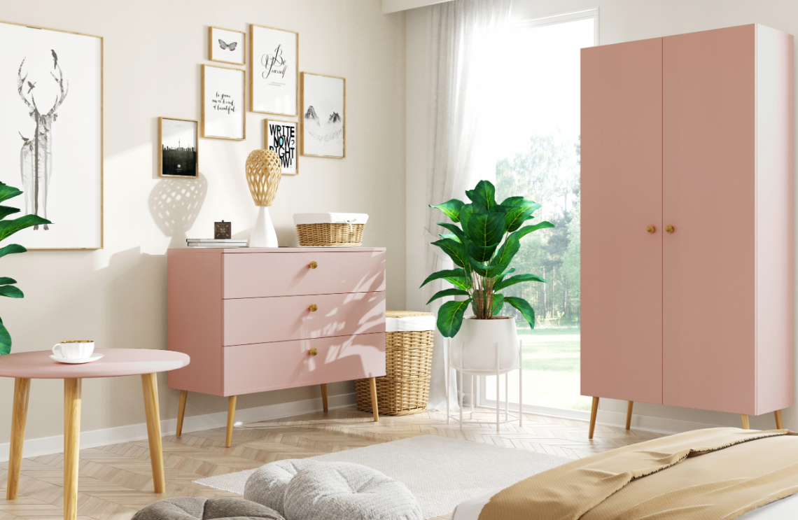 Kolekcja mebli ROSE róż naturalny sypialnia